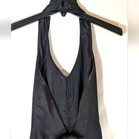 Dave & Johnny by Laura Ryner Prom Dress Black Halter Top Maxi Stone Beading - Picture 4 of 10
